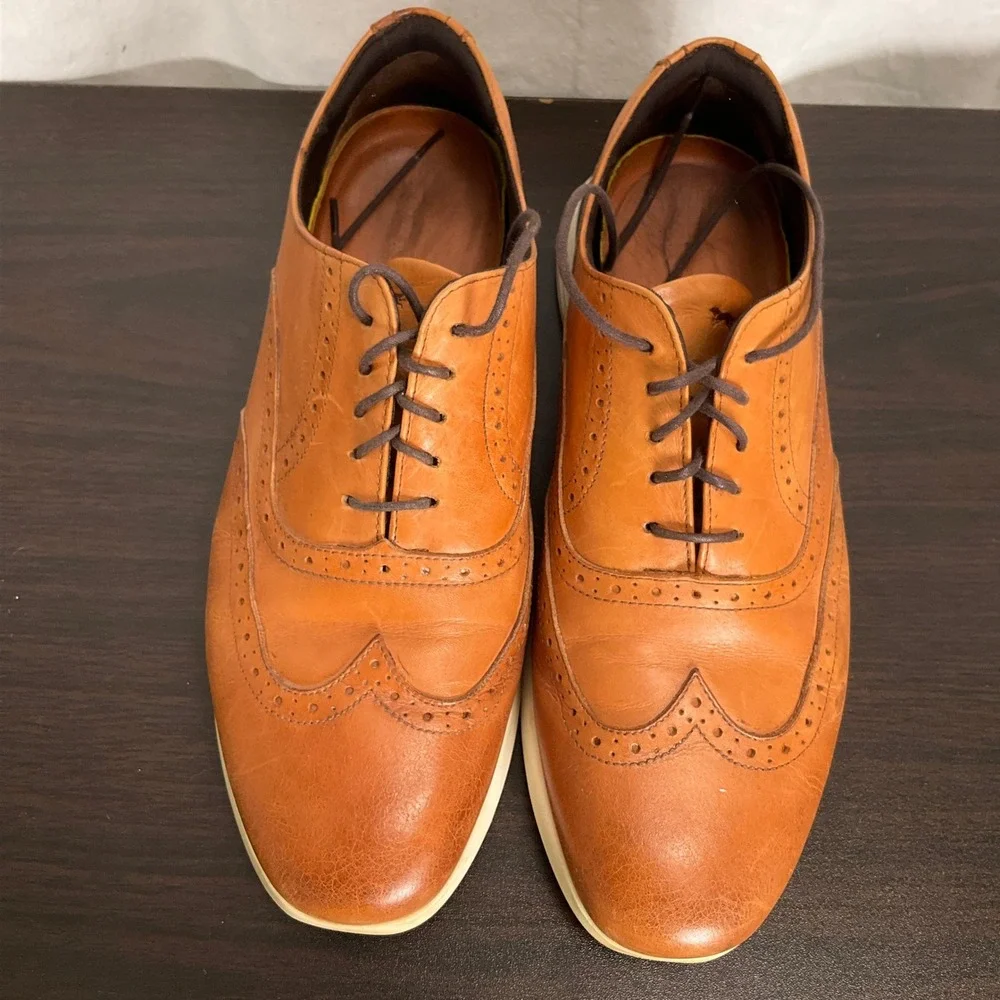 Wolf & Shepherd Crossover Shoes Men 10M Honey Wingtip Leather Hybrid Brogue